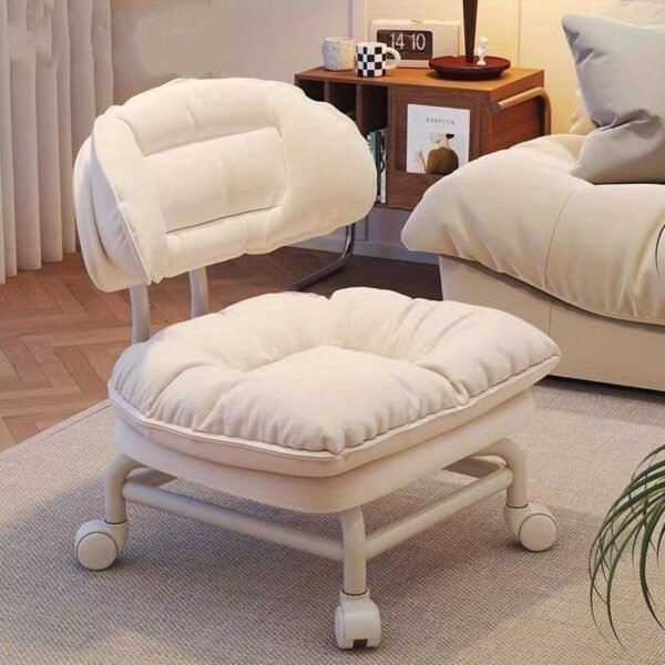 Lazy Backrest Chair, Home Decor, Swivel Stool with Wheels, Comfortable Cushion