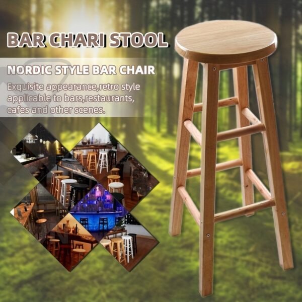 Wooden Bar Stool Minimal Oak Design for Kitchen and Home Use