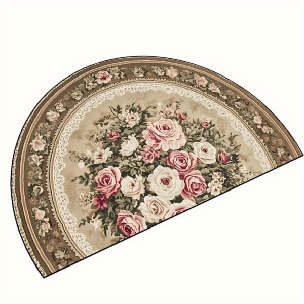 Semi Circle Entryway Rug Persian Style Washable Carpet for Indoor Use