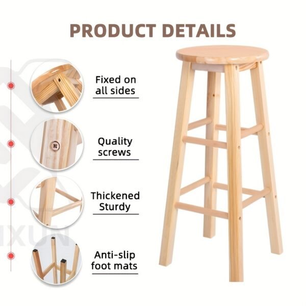 Wooden Bar Stool Minimal Oak Design for Kitchen and Home Use