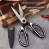 1 Durable Stainless Steel Kitchen Scissors, Multi-Functional Food Scissors for Fish, BBQ, and Bone Cutting