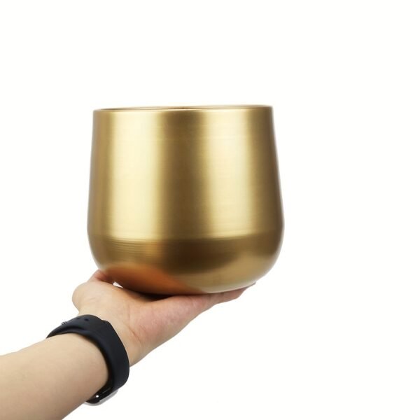 1pc Plant Pot Golden Vase Metal Flower Pot Vase with Drainage Hole