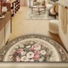 Semi Circle Entryway Rug Persian Style Washable Carpet for Indoor Use