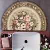 Semi Circle Entryway Rug Persian Style Washable Carpet for Indoor Use