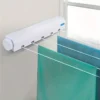 Retractable Clothes Drying Rope 3.75m Clothesline 5 Wires Wall Mounted Shrinkable Plastic Laundry Hanger Indoor Drying Rack