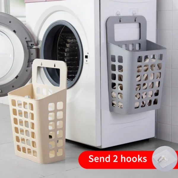 Hanging Dirty Laundry Basket Storage Baskets Holder Organizer Bin Lid Wall Mount Draining Holes Kids Bedroom Living Room