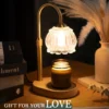 Luxury Gold Candle Warmer Lamp with Glass Shade Height Adjustable Electric Wax Melter with Dimmer Timer Perfect Candle Lamp