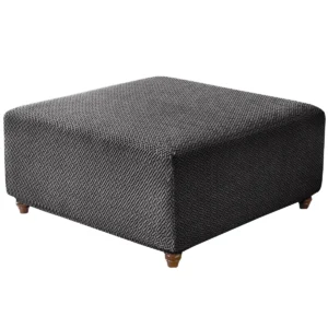 Dark Grey T-Shape Jacquard Square Stool Cover Ottoman Stool Cover Elastic Sofa Footrest Slipcovers for Living Room Office Home Decor