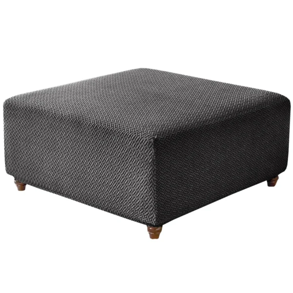 Dark Grey T-Shape Jacquard Square Stool Cover Ottoman Stool Cover Elastic Sofa Footrest Slipcovers for Living Room Office Home Decor