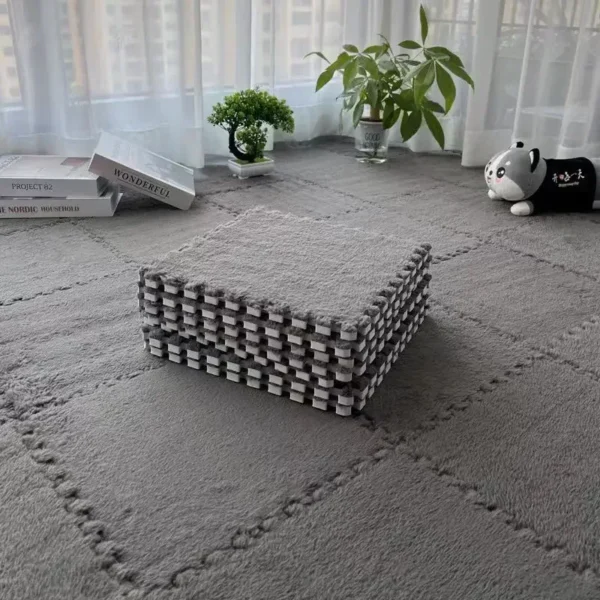 10Pcs 30*30CM Creative Plush Puzzle Foam Floor Mat Puzzle Carpet Warm Playmat Interlocking Exercise Tiles Fluffy Area Rugs