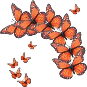 10Pcs 4.72 In Monarch Butterfly Decoration Stickers Fakes Butterflies For Crafts Artificial Wall 3D Home Décor