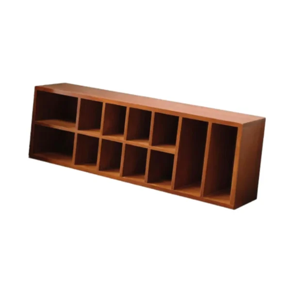 Multifunctional Desktop Wooden Display Shelf Vintage Cabinet Organizer with Compartments for Home and Office Use