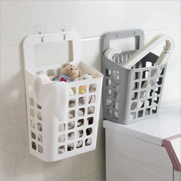 Hanging Dirty Laundry Basket Storage Baskets Holder Organizer Bin Lid Wall Mount Draining Holes Kids Bedroom Living Room