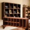Multifunctional Desktop Wooden Display Shelf Vintage Cabinet Organizer with Compartments for Home and Office Use