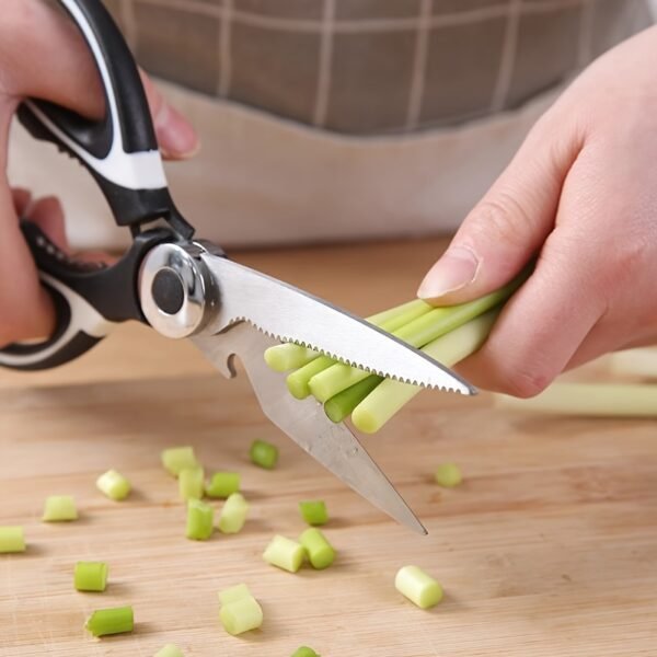 1 Durable Stainless Steel Kitchen Scissors, Multi-Functional Food Scissors for Fish, BBQ, and Bone Cutting