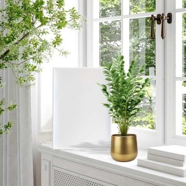 1pc Plant Pot Golden Vase Metal Flower Pot Vase with Drainage Hole