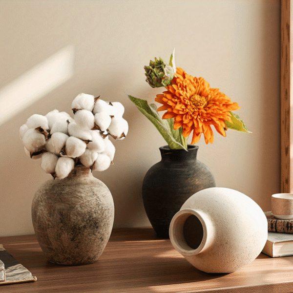 Wabi Sabi Ceramic Vase Minimal Floral Decor for Modern Living Spaces