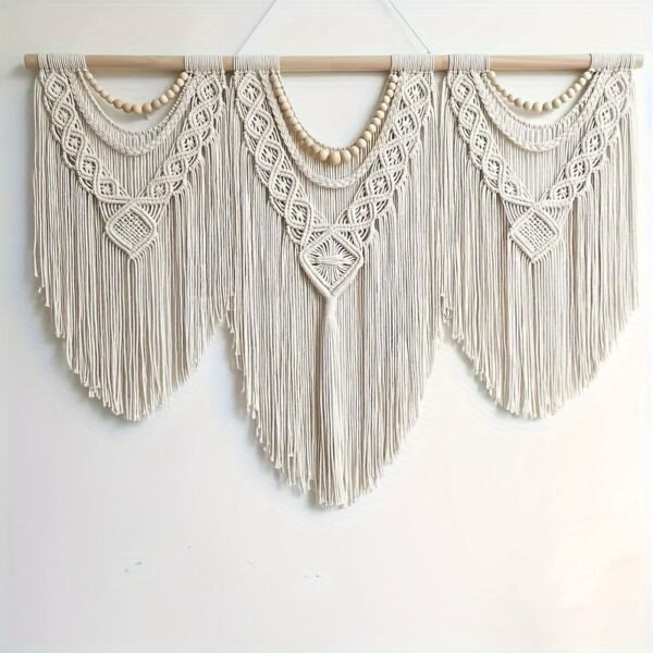 1pc, Large Macrame Wall Hanging - Boho Tapestry Macrame Wall Decor Art- Chic Bohemian Handmade Woven Tapestry Home Decoration