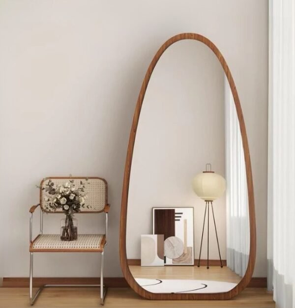WhatsApp Image 2026-07-23 at 10.36.44 AM Full Length Wood Frame Egg Shape Mirror Stand Mirror